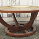 Moroccan tea coffee table, hand-crafted copper tray, vintage, 1940s