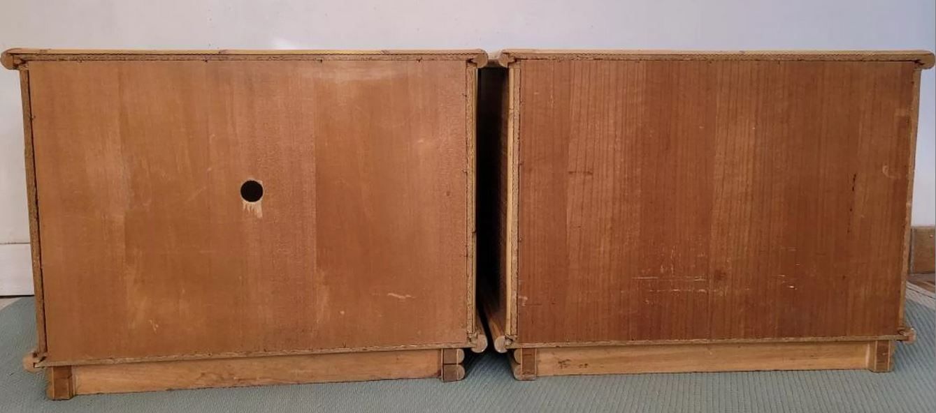Pair of bedside tables in rattan bamboo and vintage canning Dal vera