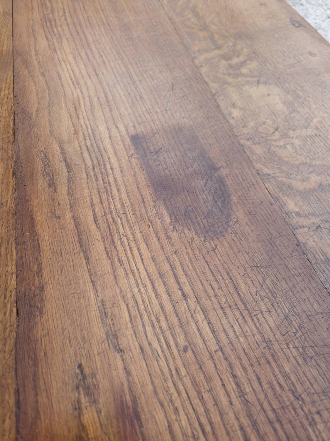 Rustic farmhouse coffee table with two drawers, solid oak, 19th century - 1.97m
