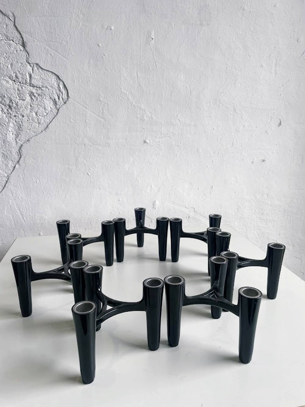 Set of 7 Black Candle Holders Design Koziol Hommage 2005 Germany
