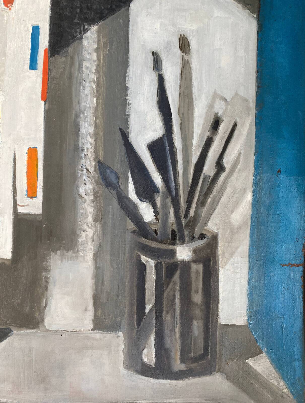 Cubist painting by Guy Feinstein (born in 1929) "The Artist's Studio"