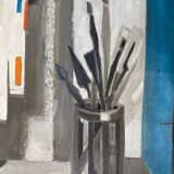 Cubist painting by Guy Feinstein (born in 1929) "The Artist's Studio"