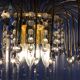 Mid-century waterfall hanging lamp with glass drops