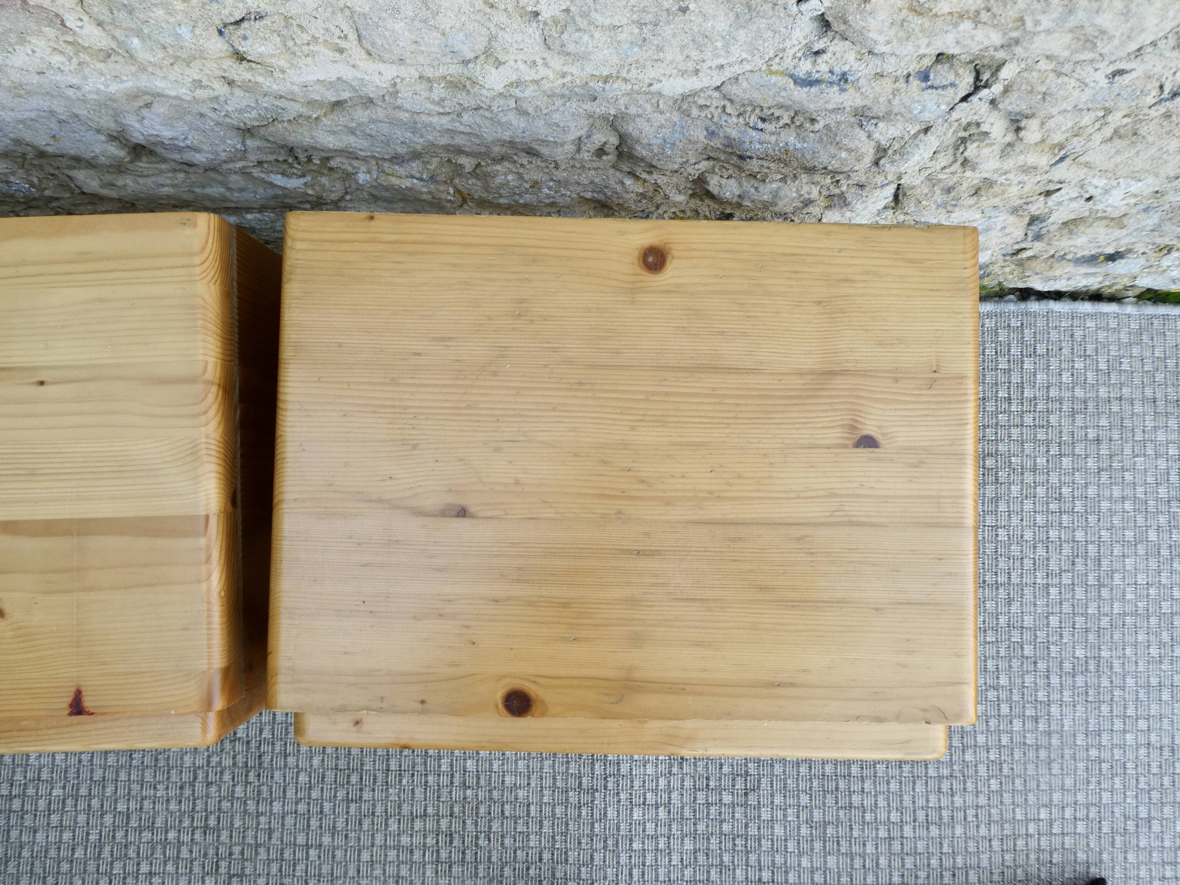 Pair of pine bedside tables from Les Arcs by Charlotte Perriand, 1960s-70s