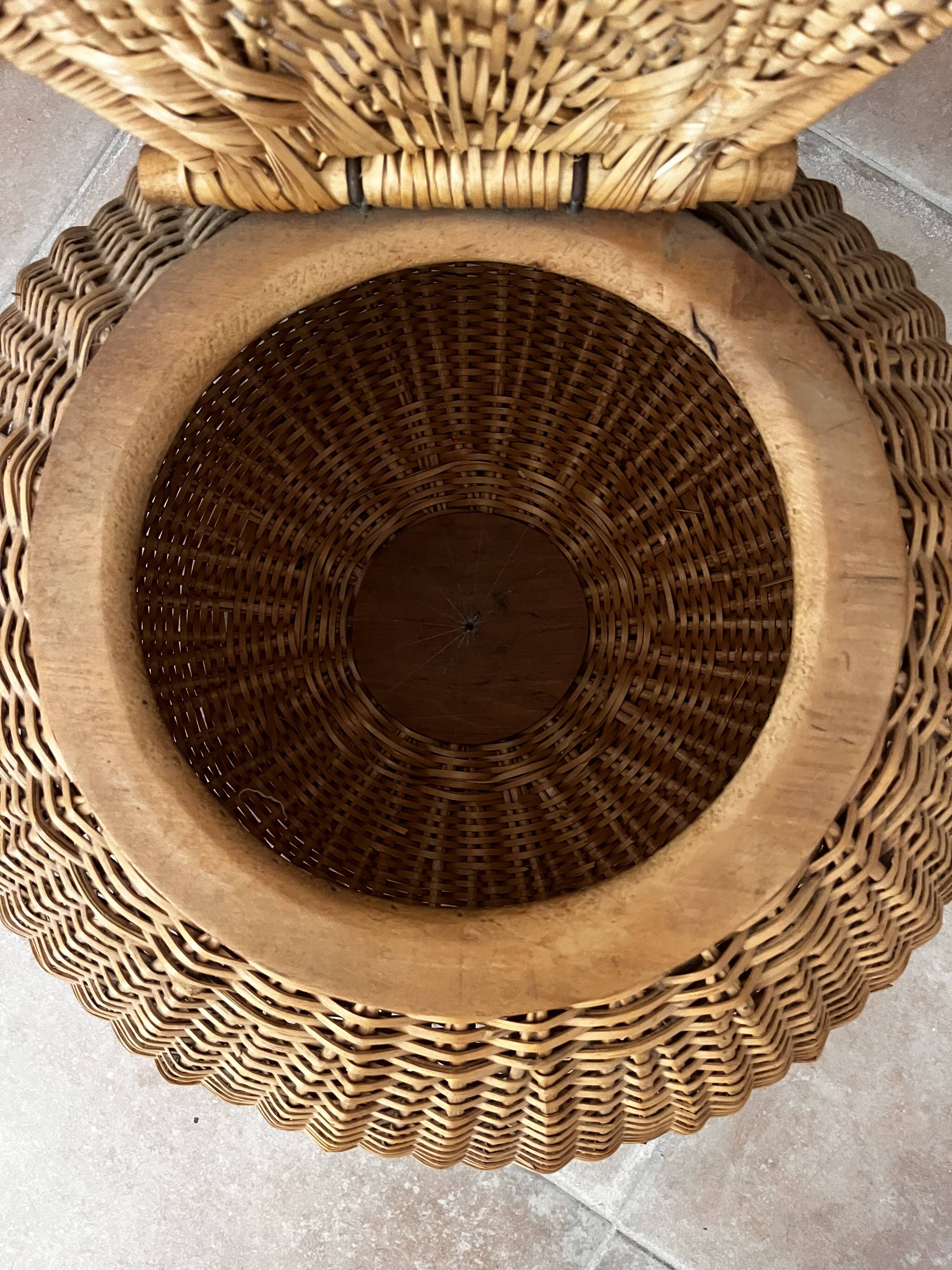 Wood and wicker basket