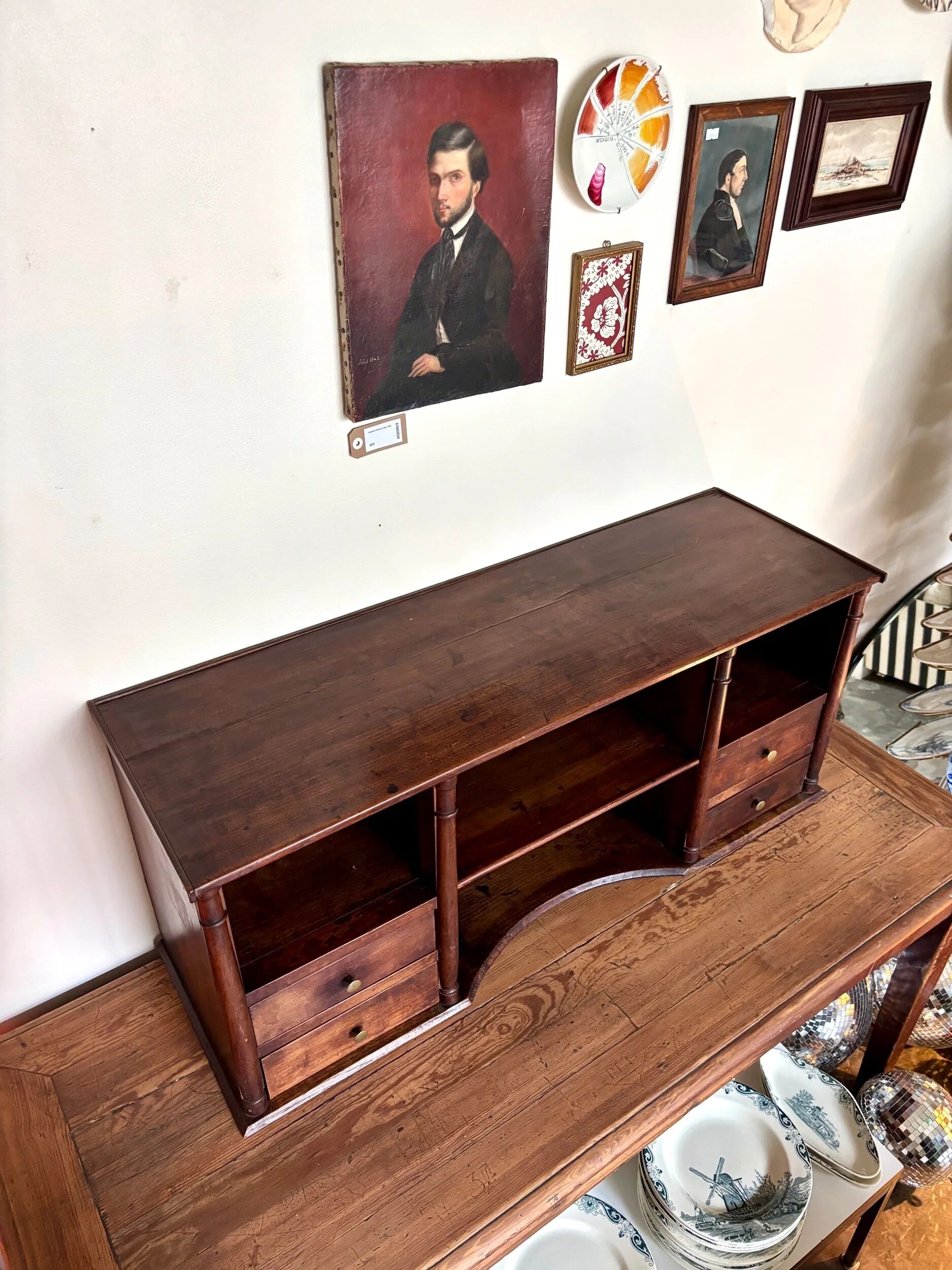 Meuble de rangement, cabinet 4 tiroirs en bois foncé