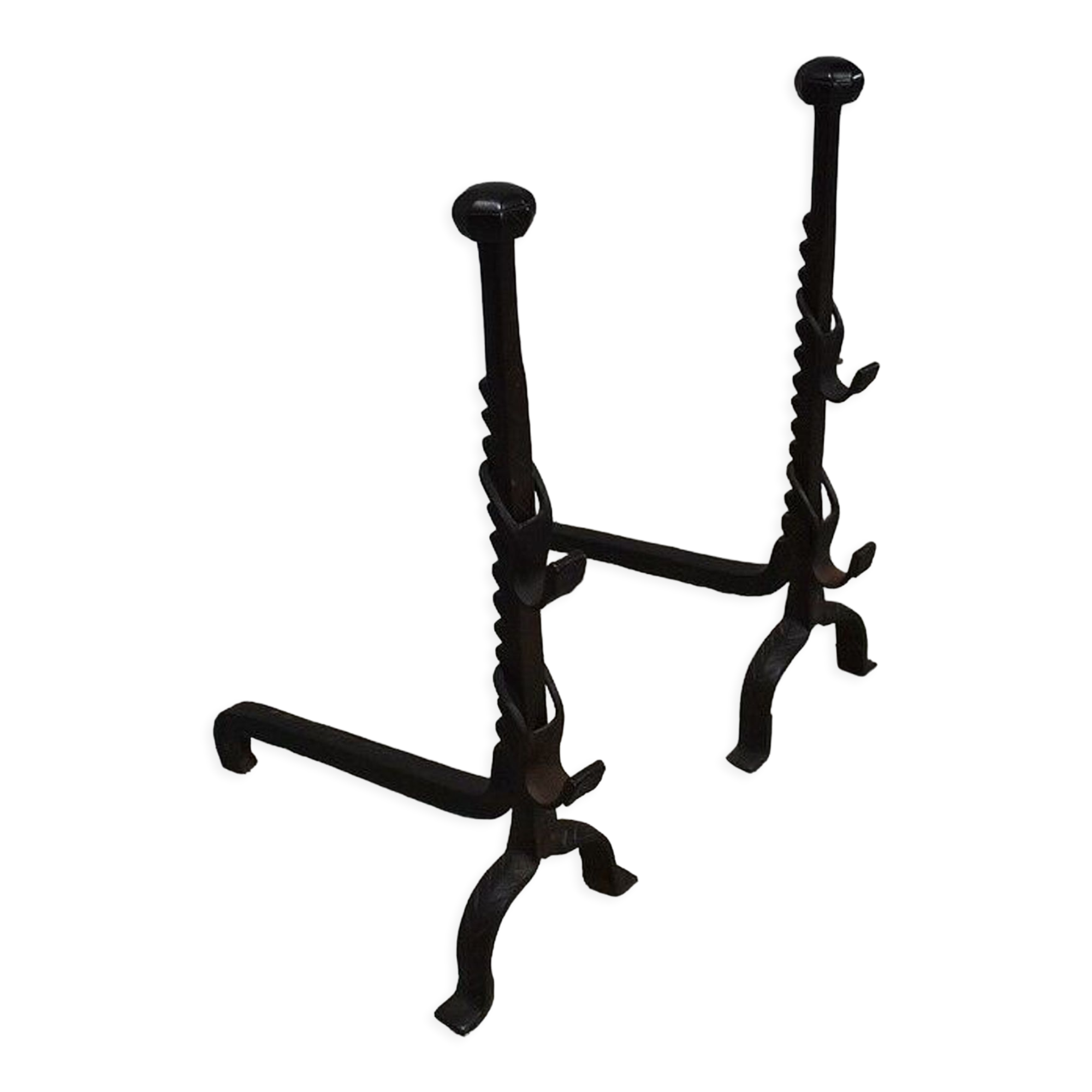 Pair of wrought iron chenets - late nineteenth century