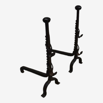 Pair of wrought iron chenets - late nineteenth century