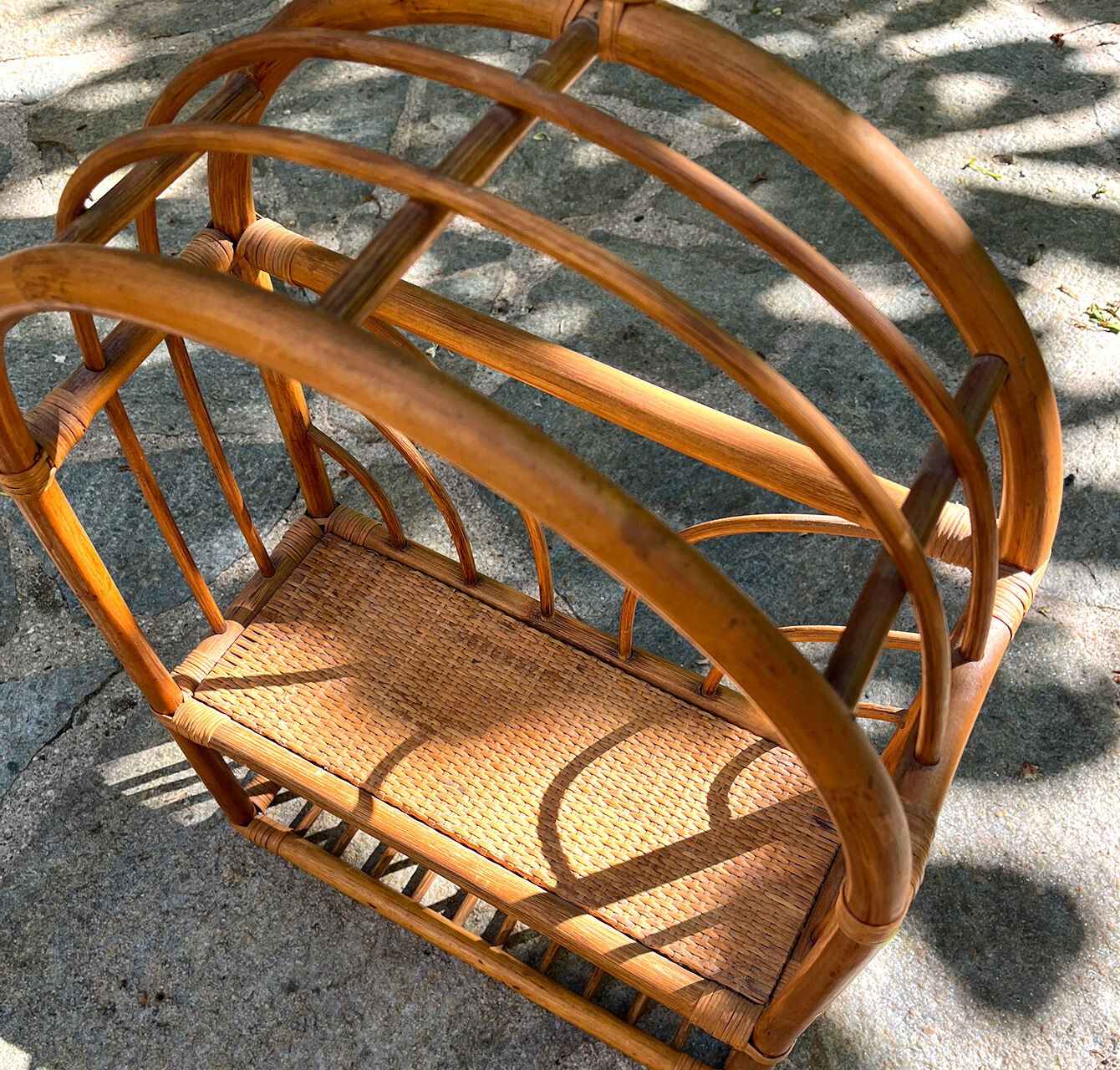 1970s rattan wall shelf