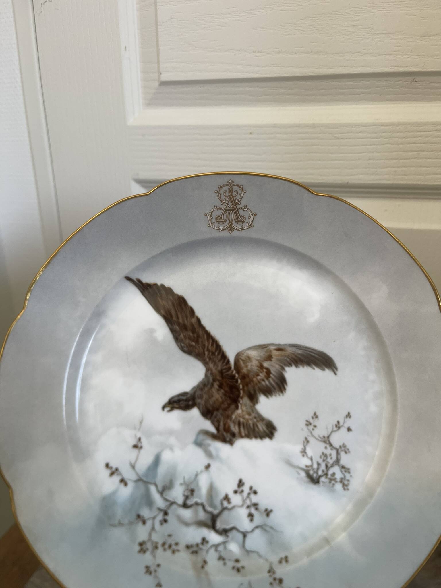 Antique 6x Sèvres Porcelain Plates Lahore & Basket 19th Century Hunting