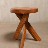 Tabouret Pierre Chapo S31 'Modèle A' en orme massif, France