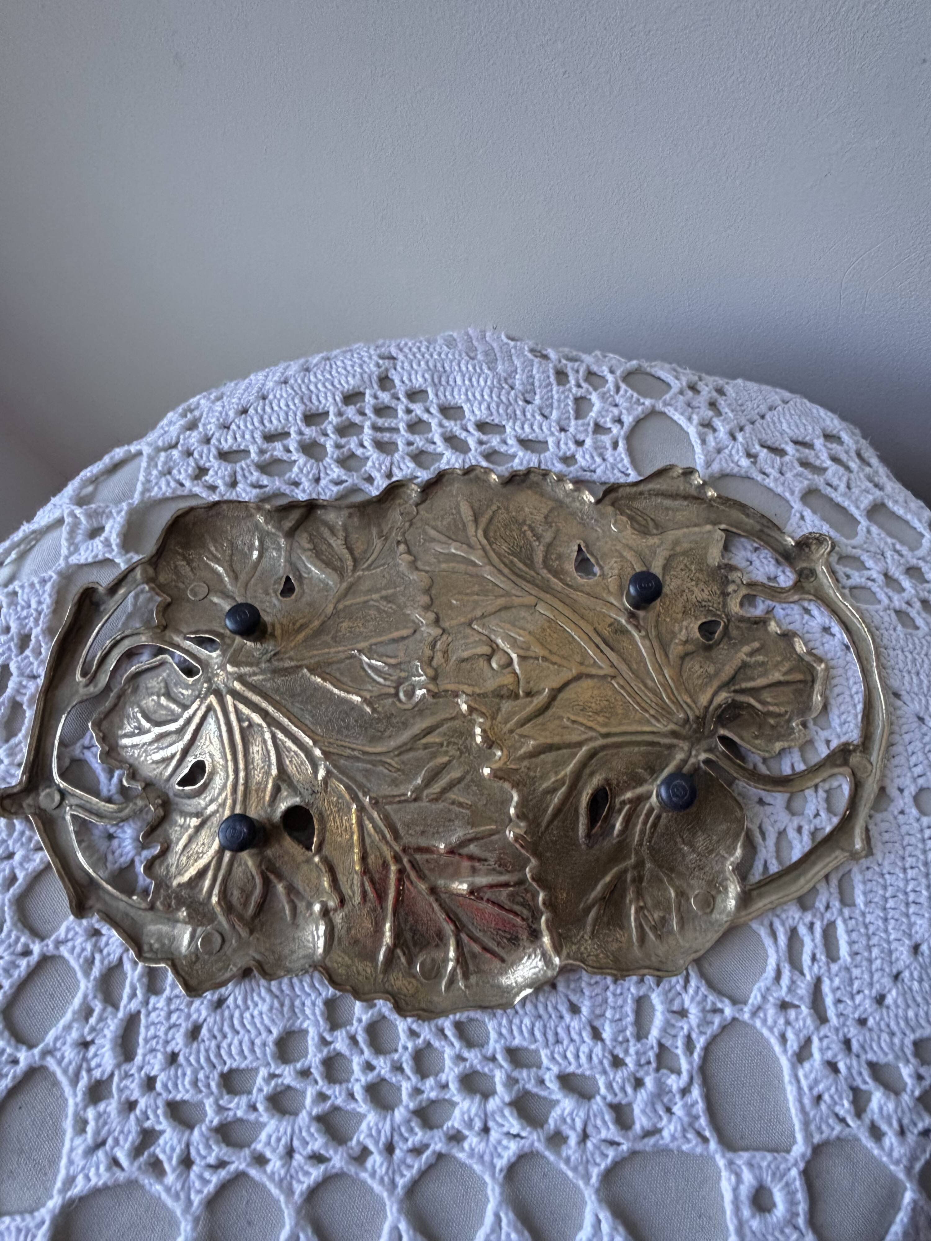 Brass catchall - leaves and branches, Art Nouveau style