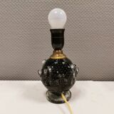 Table lamp in translucent glass with black inlaid glass.