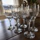 Set of 6 vintage white wine glasses with scrolled rim and gold rim