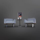 Set of 2 mid-century blue arm chairs, Germany 1950s