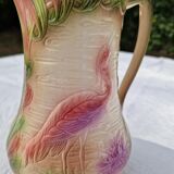 Antique Barbotine Pitcher from the Saint Clément Factory, Heron Decor