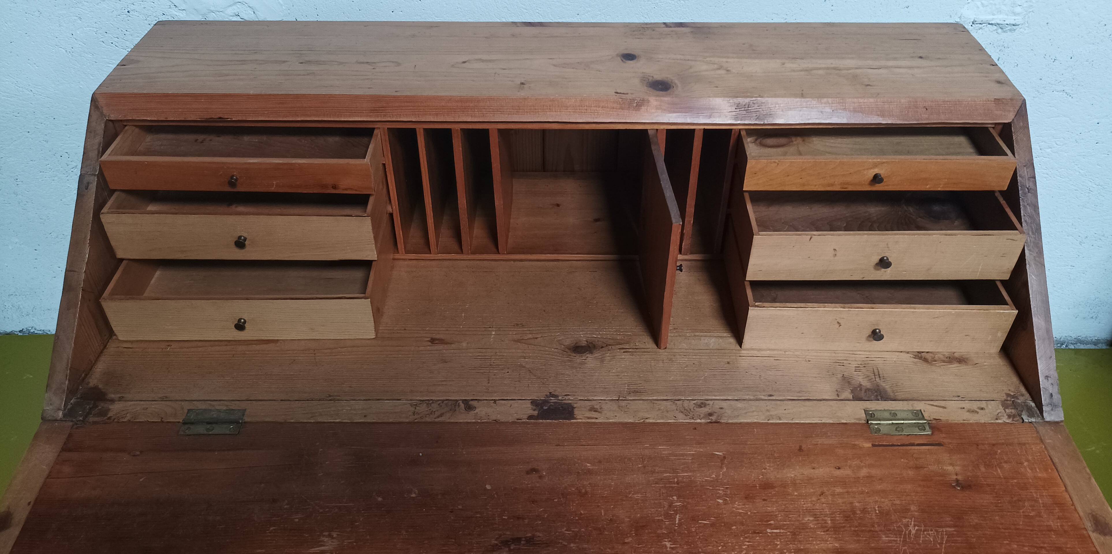 Slope desk, 19th century pine scriban