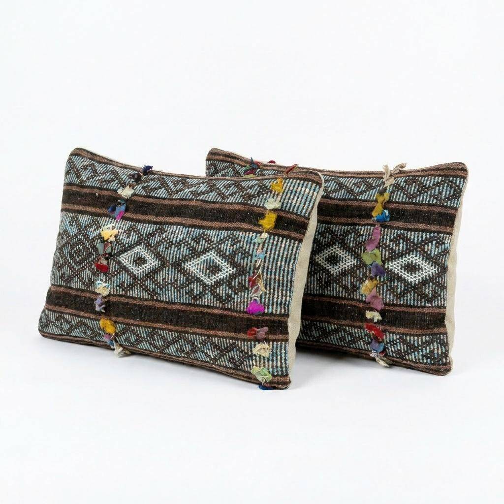 Set of 2 vintage kilim cushion covers 38x61 cm