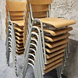 Lot of 18 vintage stackable bistro chairs 1970