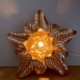 Vintage wall light in gold metal with leaf decorations