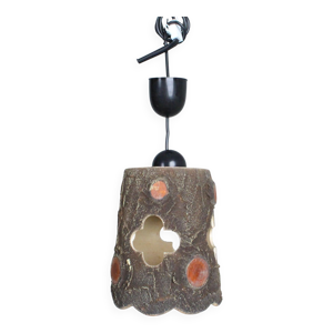 Lampe suspendue en céramique - brutaliste