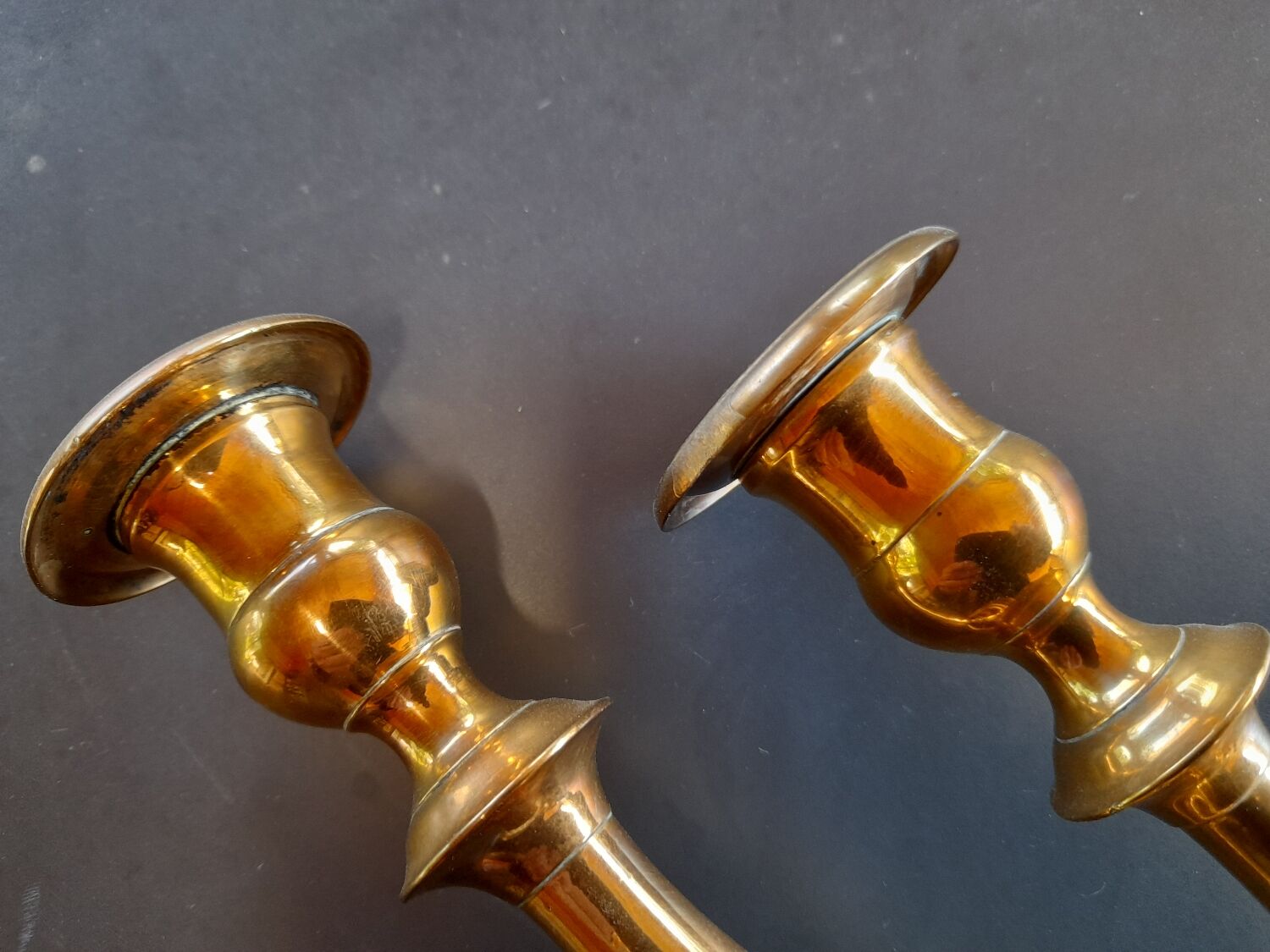 Pair of bronze candle holders old