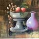 Still life oil on cardboard fruit compote
