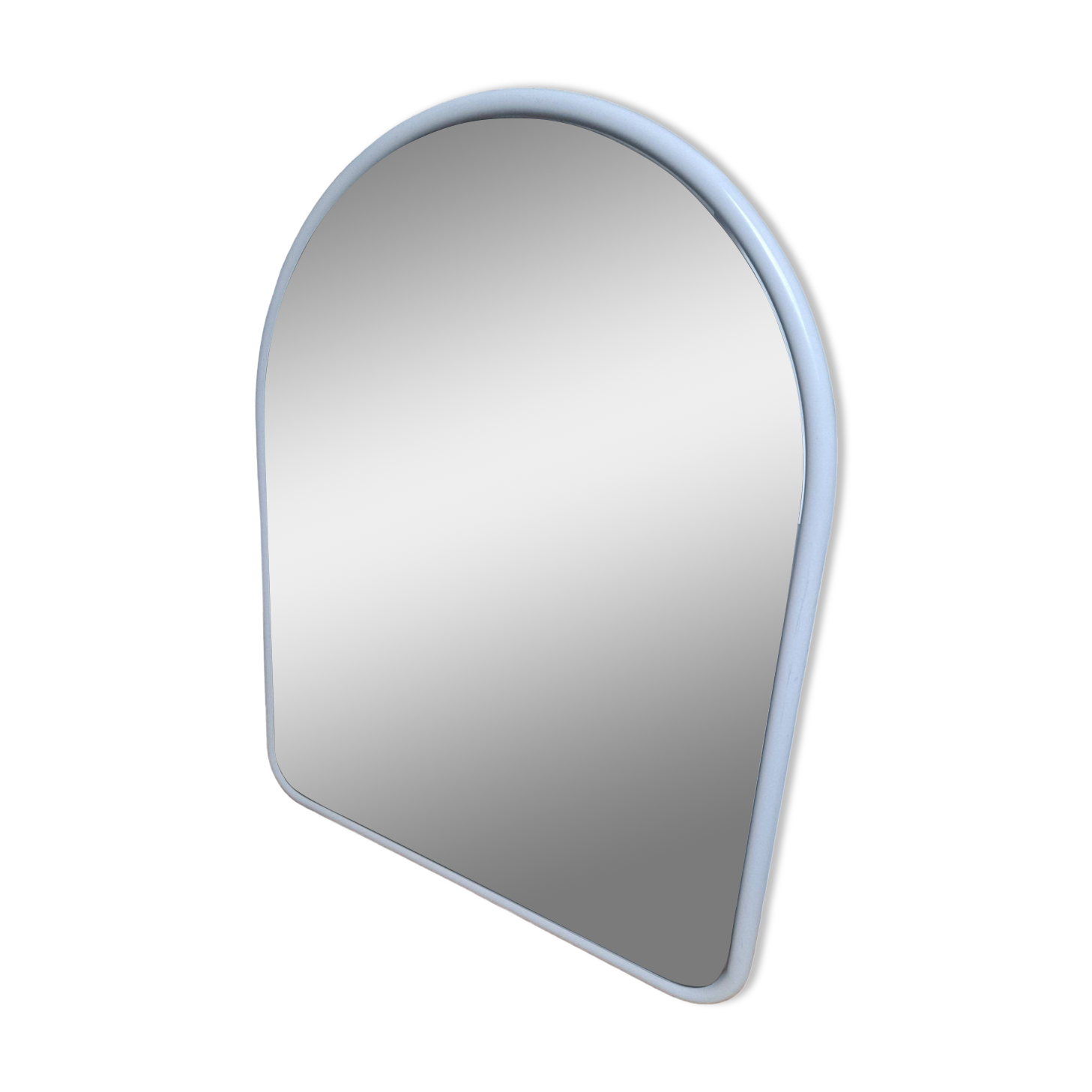 Miroir arche cadre en acier tubulaire blanc années 80