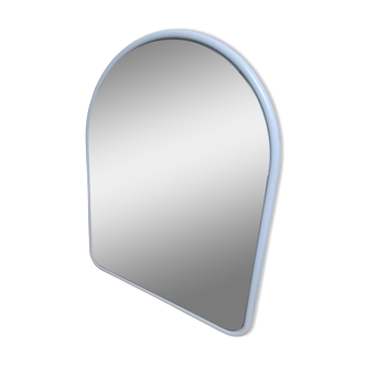 Arch mirror in white tubular steel frame from the 80s