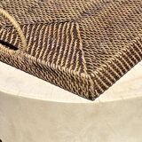 Rectangular Asian handmade basket with circular handle L:45 l:35