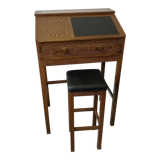 Secretary desk with stool in macasar from the 60s