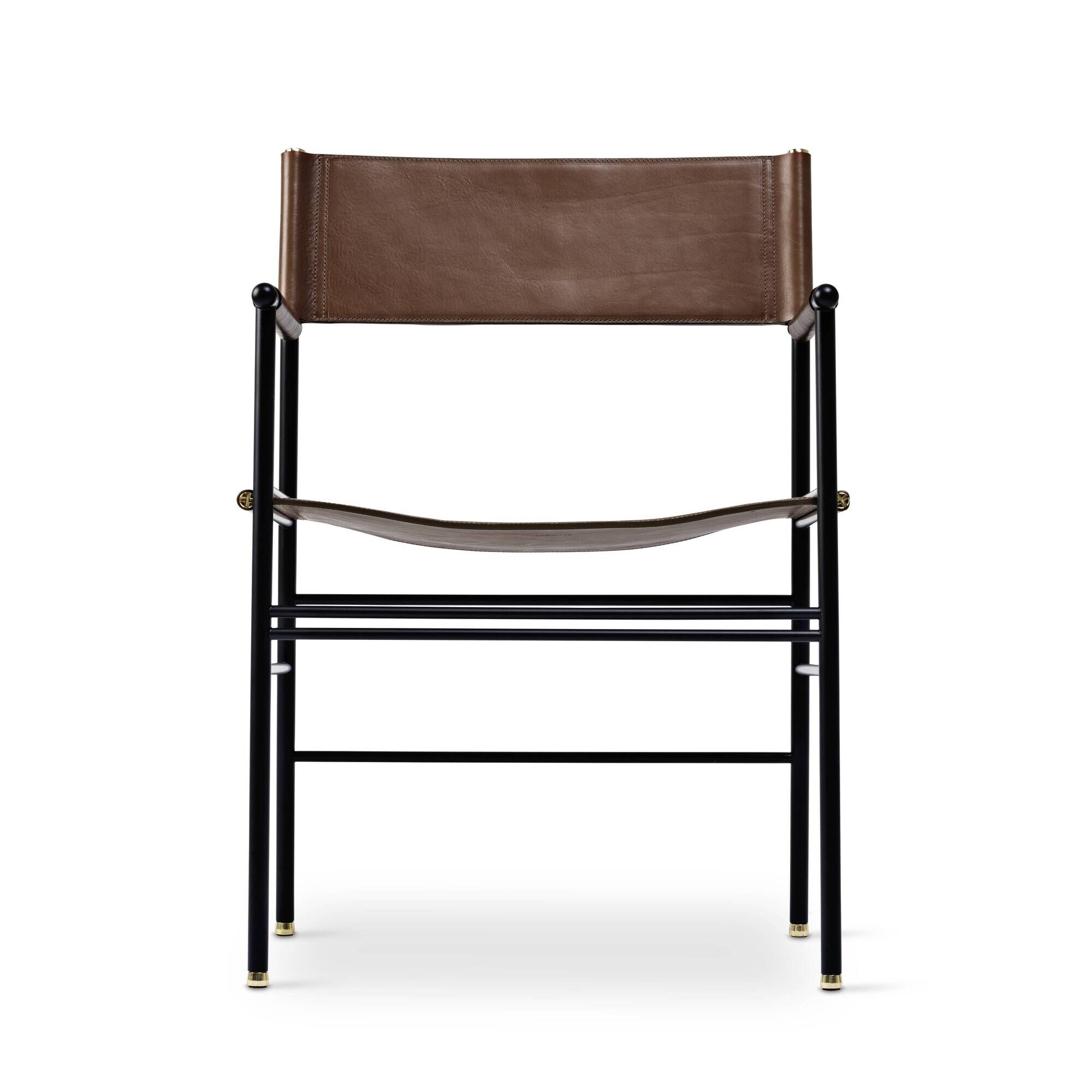 Classic bar stool with backrest. Dark brown and black leather.