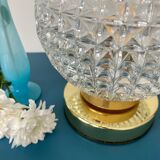 Vintage globe table lamp in molded glass
