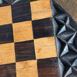 Carved wooden chess set