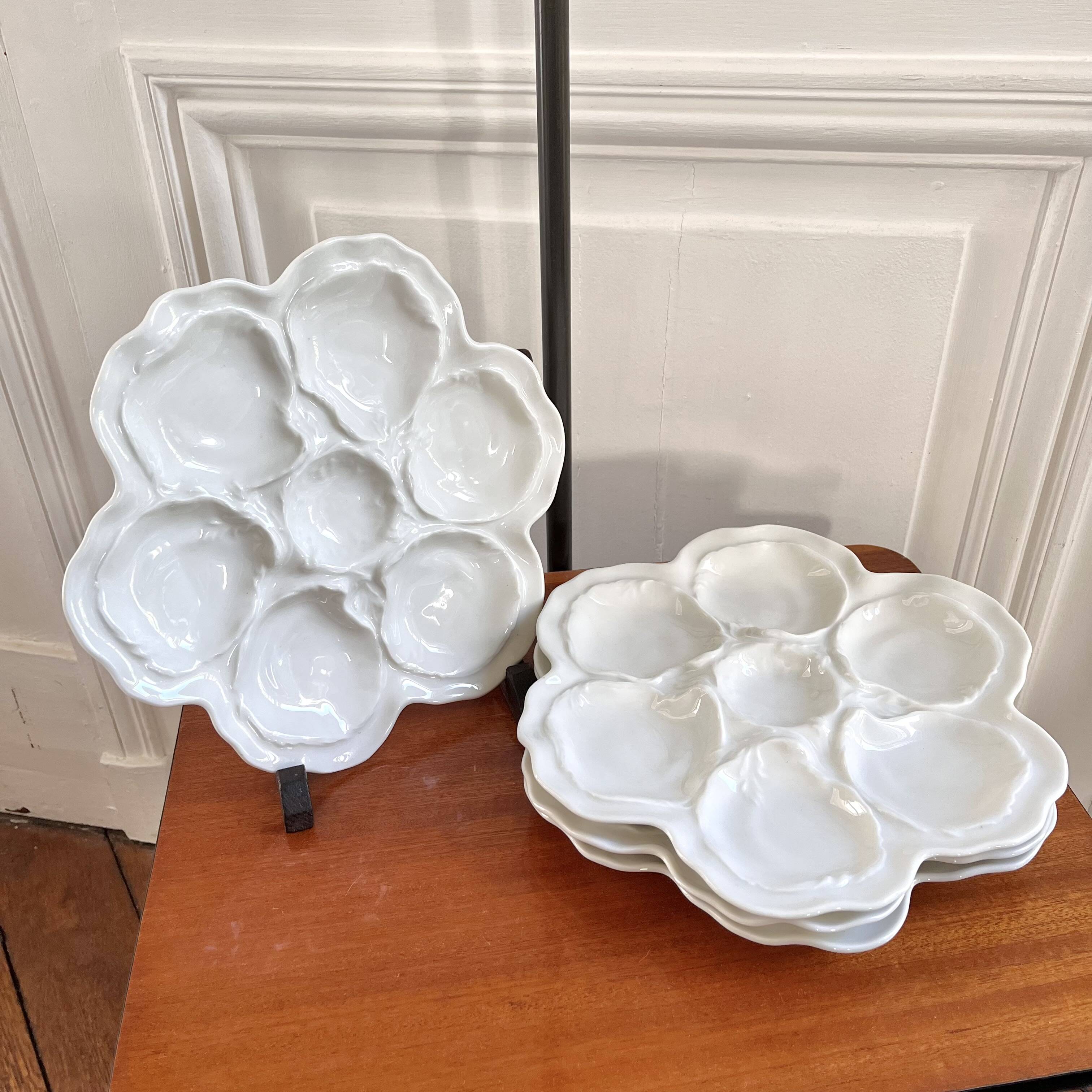 4 Limoges porcelain oyster plates