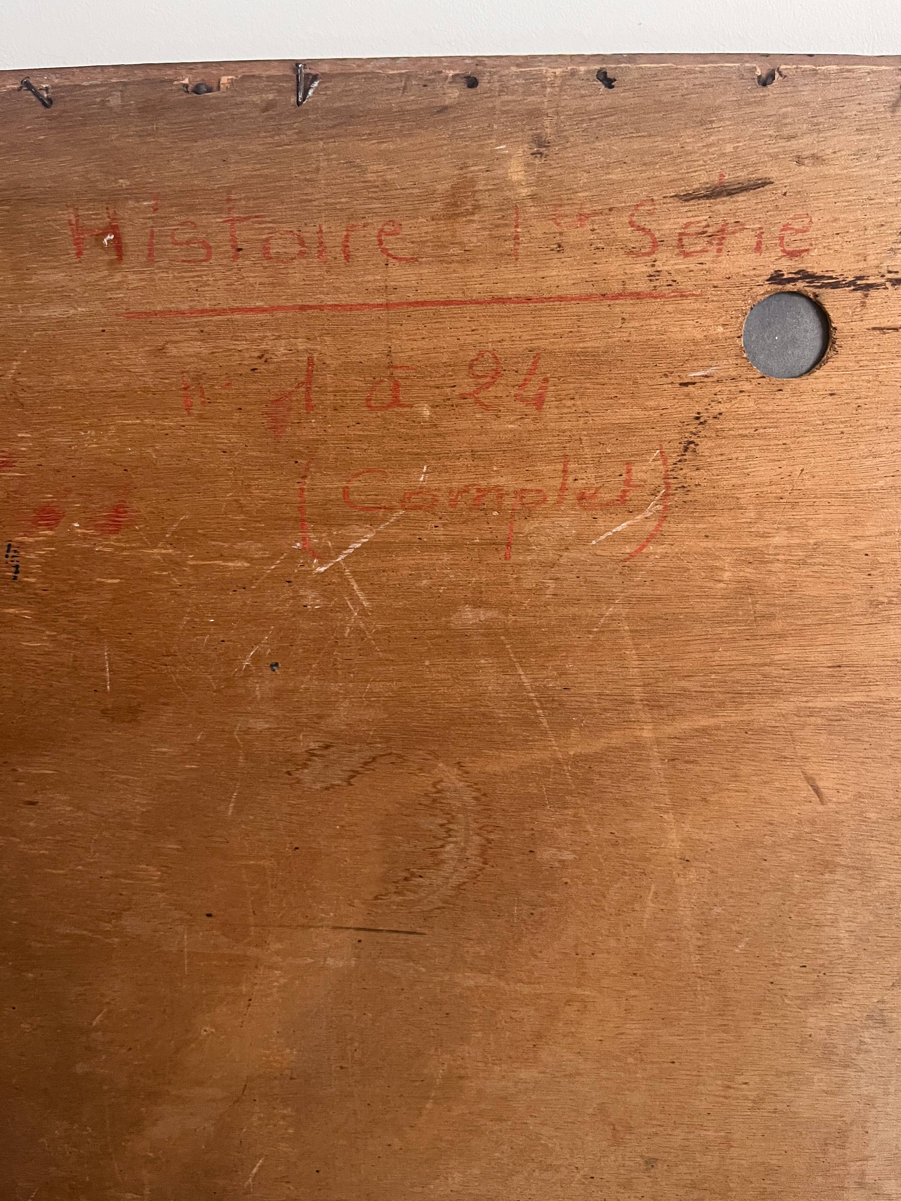 Double-sided educational posters with original wooden frame