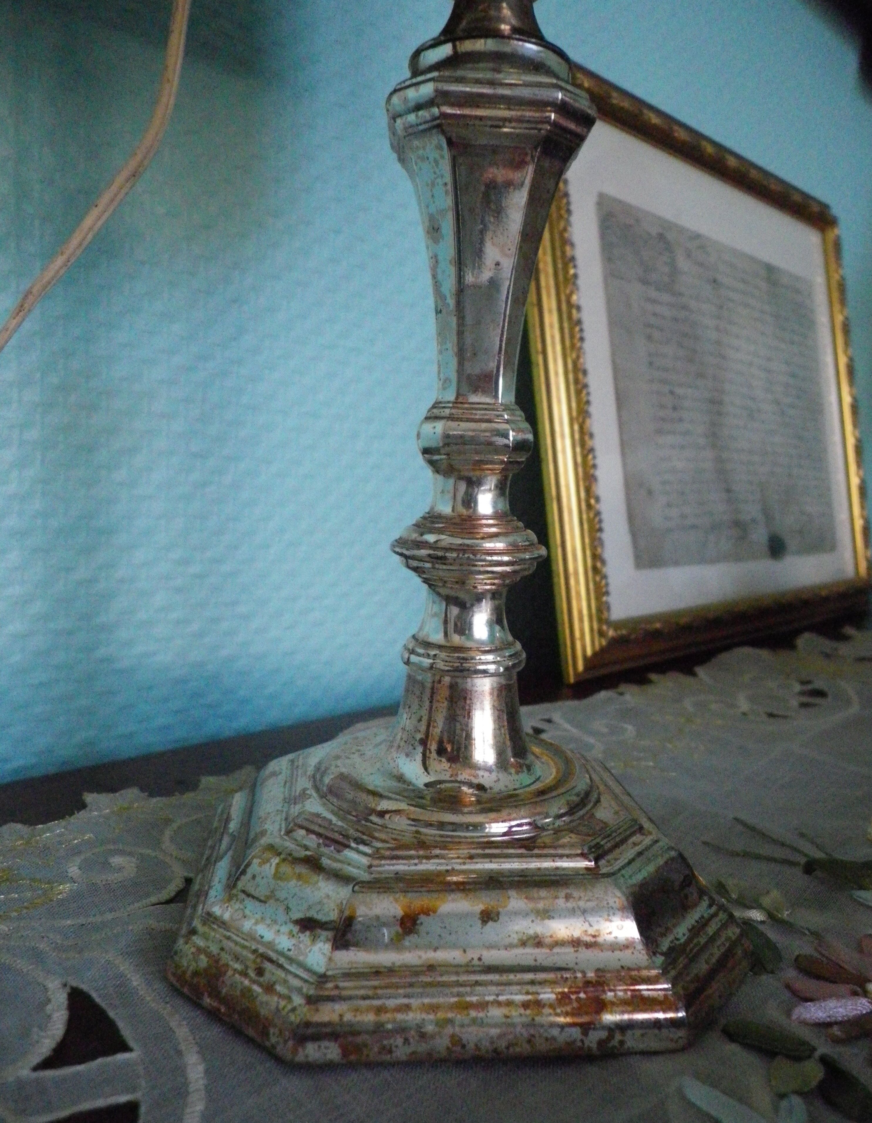 Lamp to lay, black leather lampshade - Art Deco