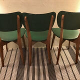 Suite de 3 chaises en skaï vert chiné noir