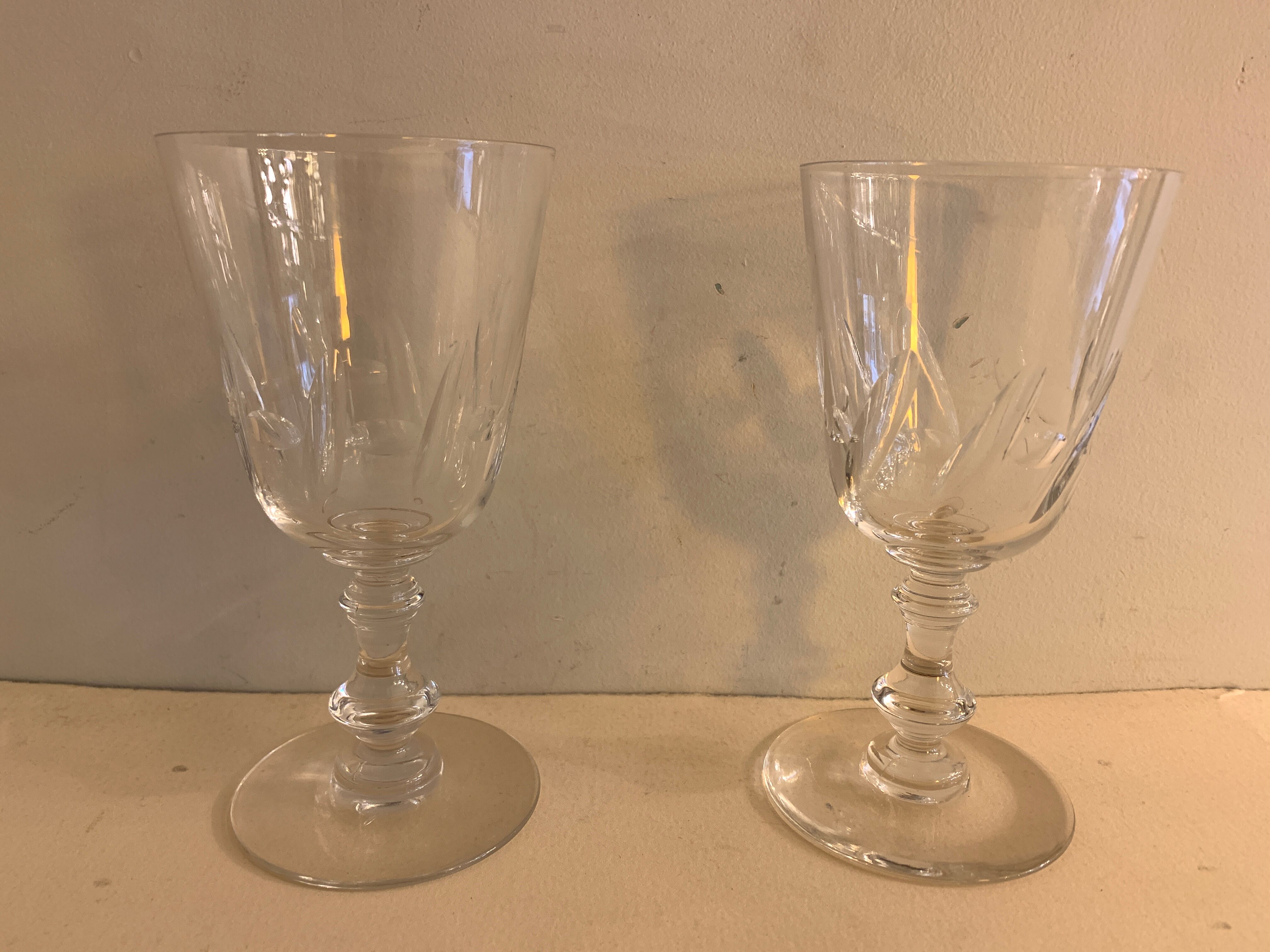 2 crystal-blown walking glasses