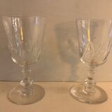 2 crystal-blown walking glasses