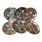 Lot de 6 assiettes  huîtres métal