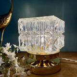 Vintage globe table lamp in molded glass
