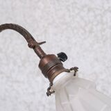 French Iron and Glass Antique Table Lamp