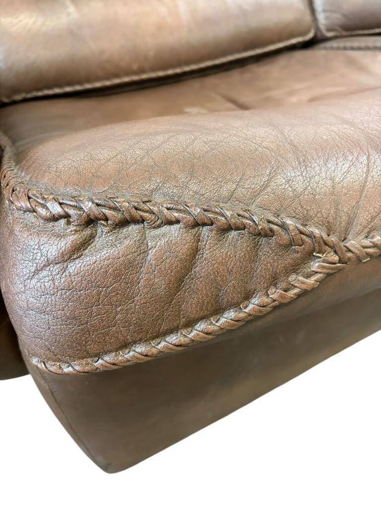 Vintage Danish leather canapé 'Madsen & Schubell' in brown