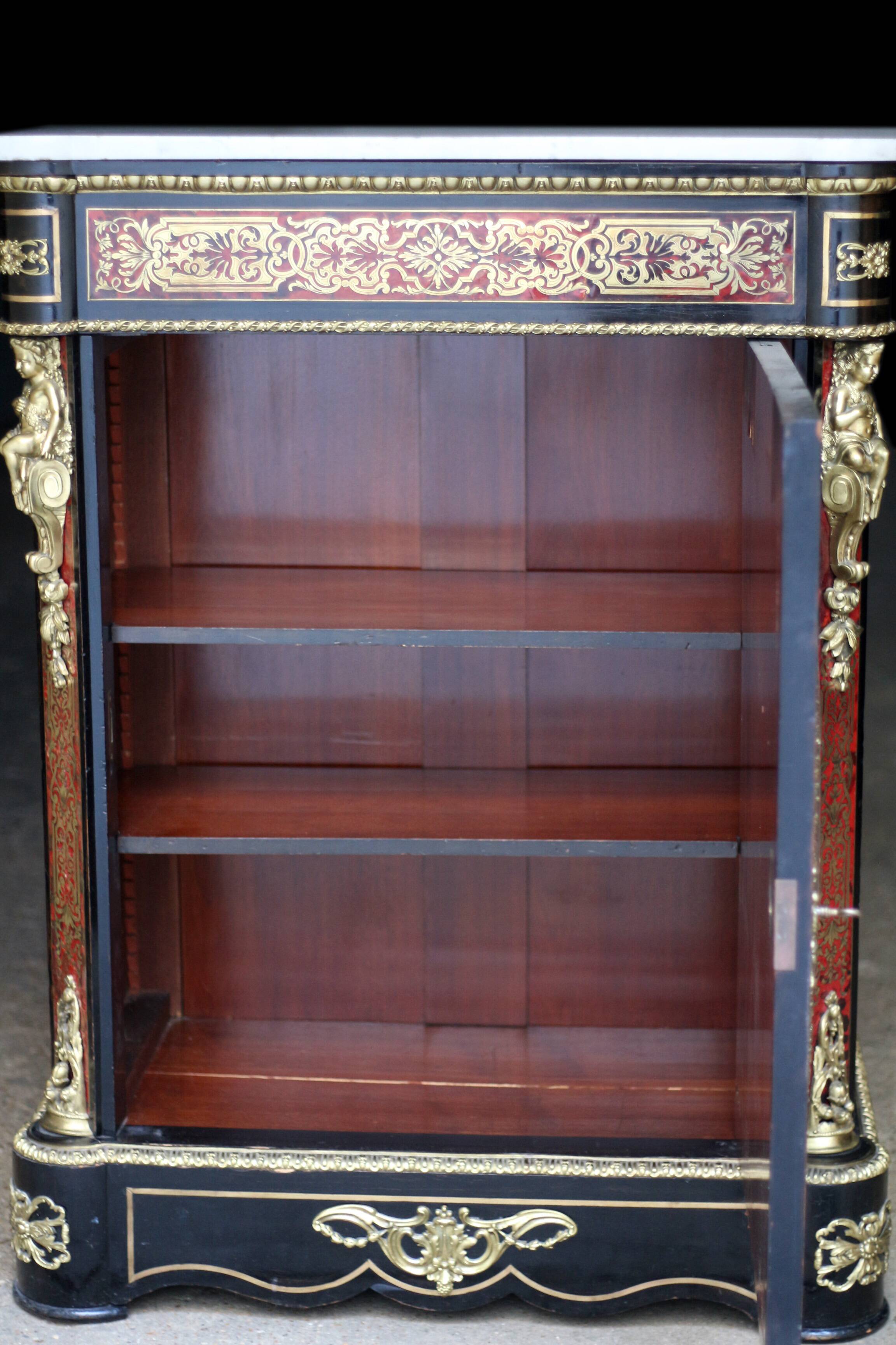 Napoleon III sideboard (late 19th century), marble, Boulle marquetry.