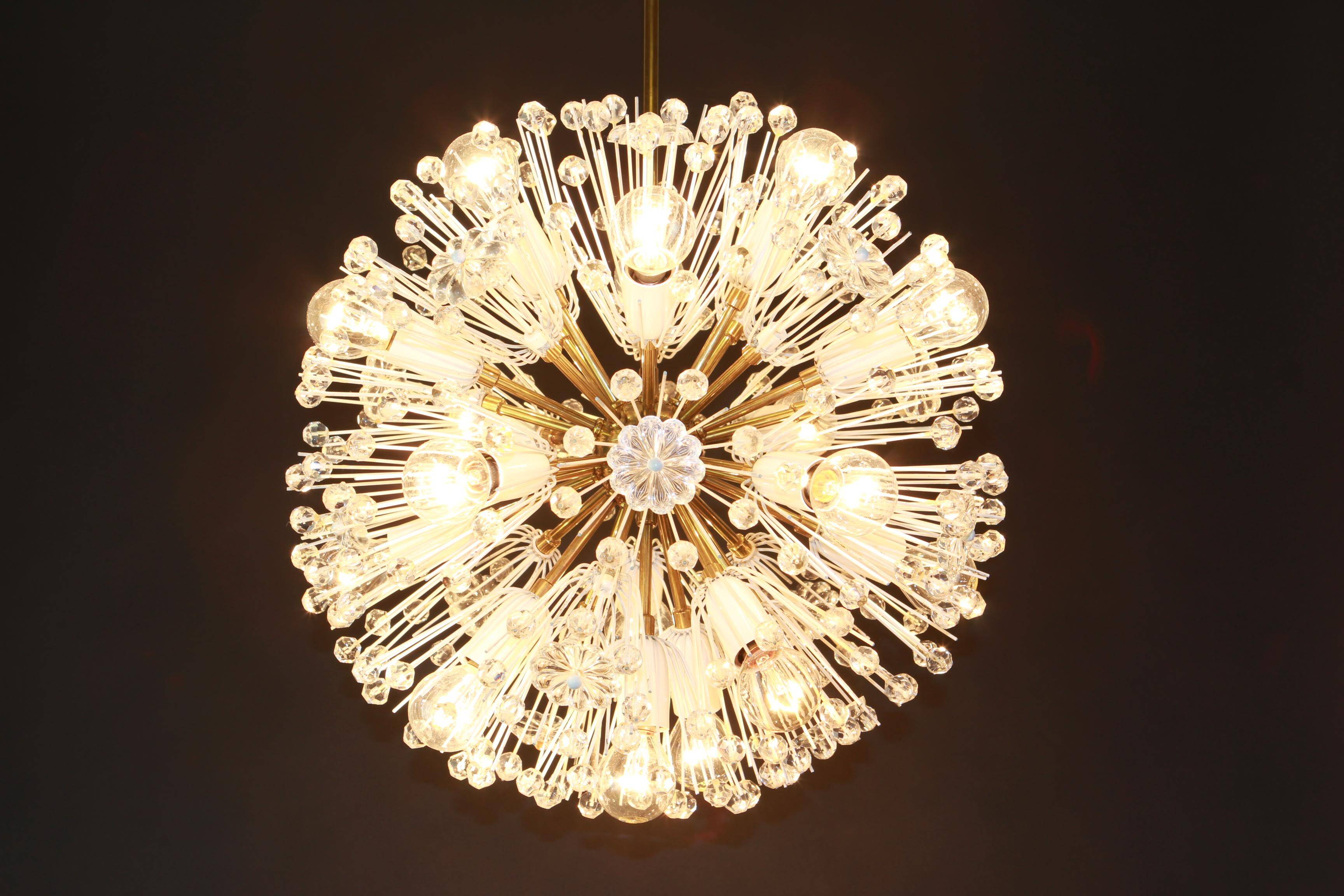 Brass chandelier with pendants Starburst by Emil Stejnar, Austria, 1960s