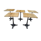 Set of 5 solid oak bistro gueridon tables 60/60 cm
