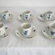 6 Limoges porcelain coffee cups, hand decorated, 1930s