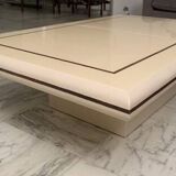Table basse vintage 70s avec mini-bar intégré (plexy, laiton)