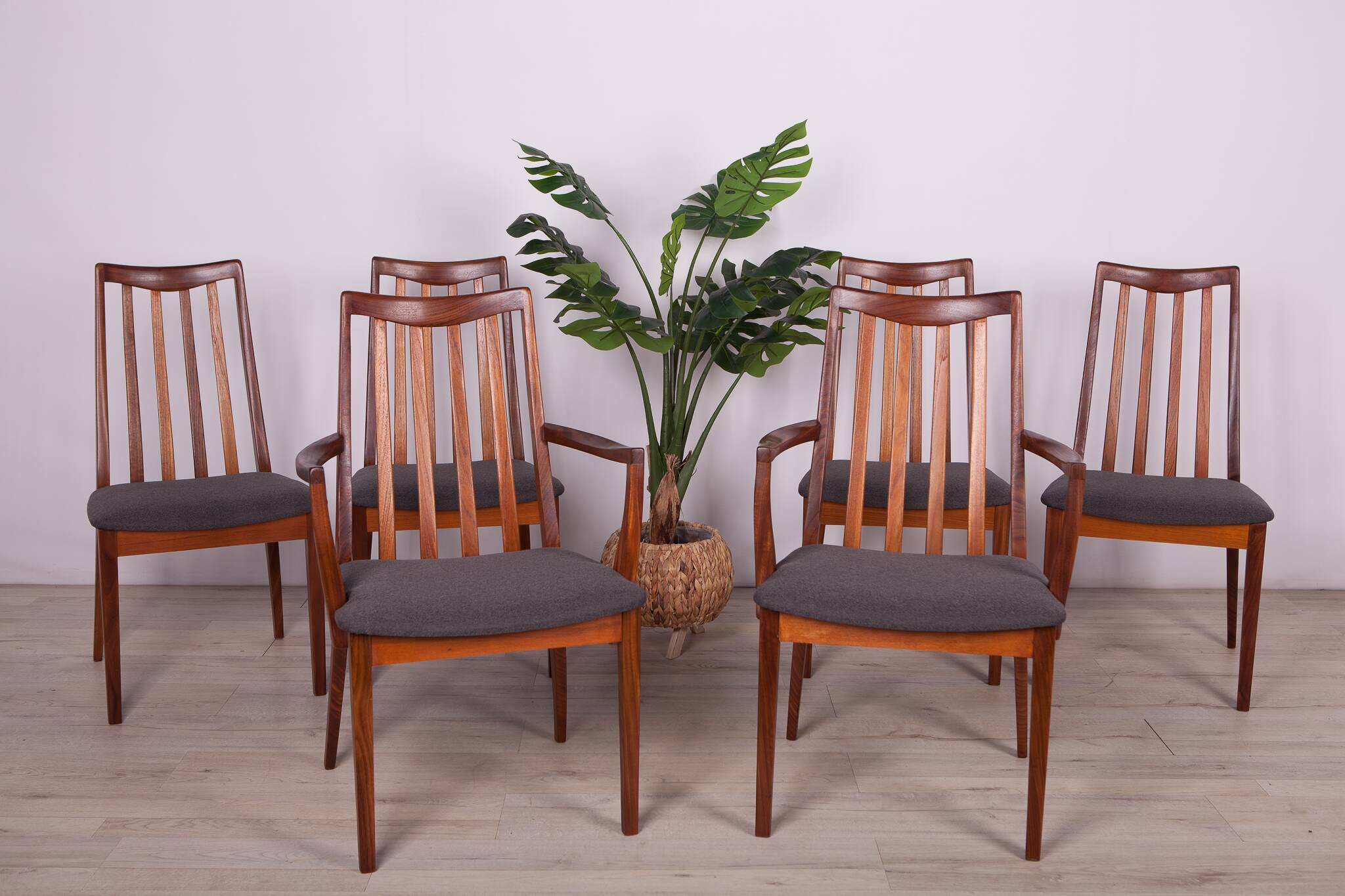 Mid-Century Teak and Fabric Dining Chairs by Leslie Dandy for G-Plan, 1960s, Set of 6